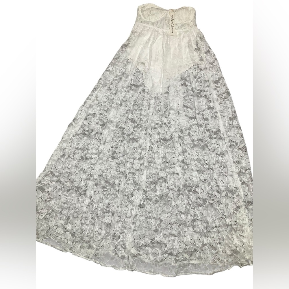 For Love & Lemons Lorena Lace Sheer Maxi Dress White Size Small NWT - Picture 2 of 13